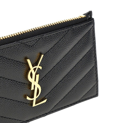 SAINT LAURENT Cassandre' grained leather cardholder pouch