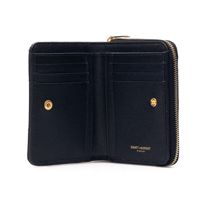 SAINT LAURENT Grain De Poudre leather Cassandre wallet