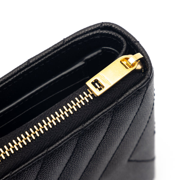 SAINT LAURENT Grain De Poudre leather Cassandre wallet