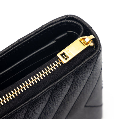 SAINT LAURENT Grain De Poudre leather Cassandre wallet