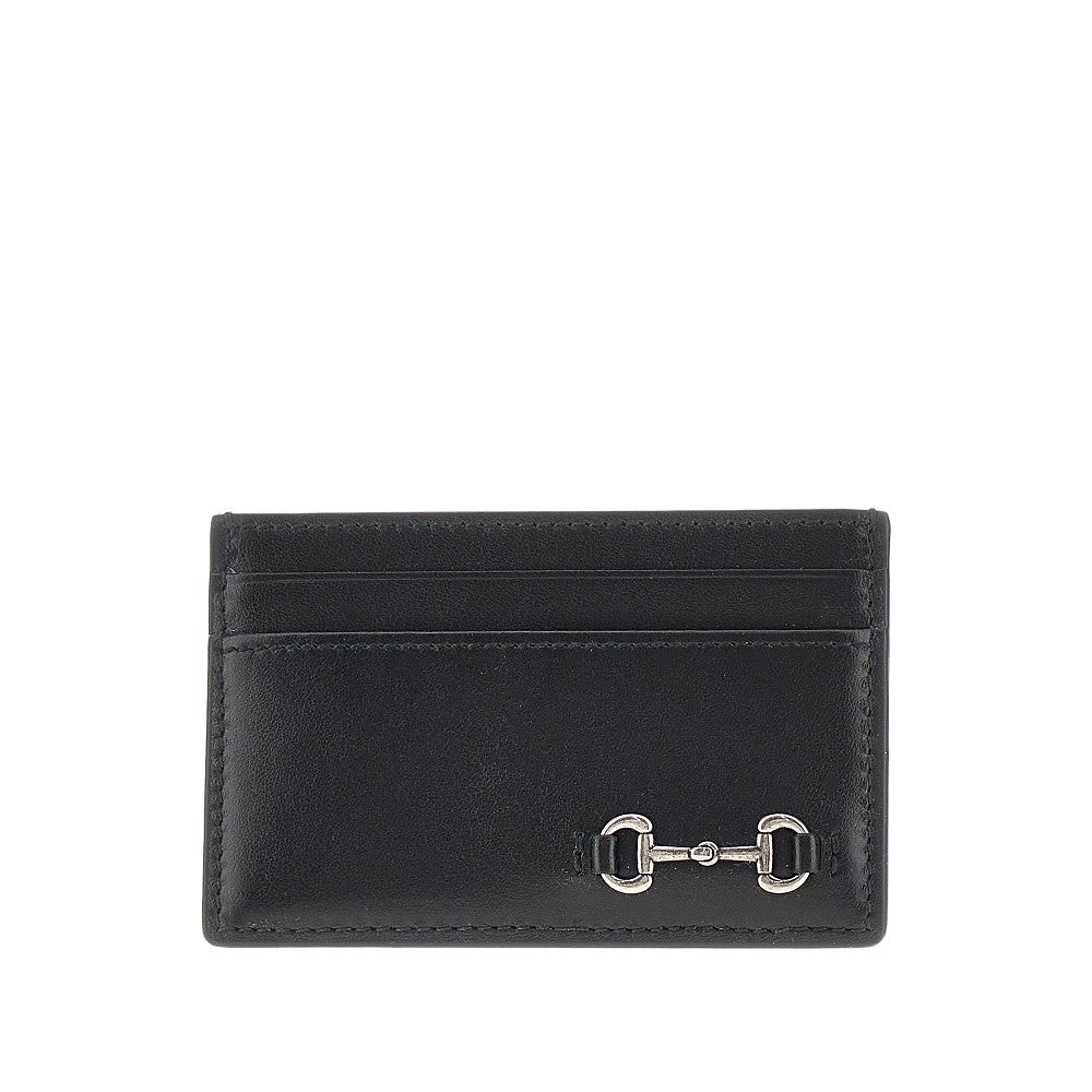 GUCCI Leather cardholder with Horsebit detail