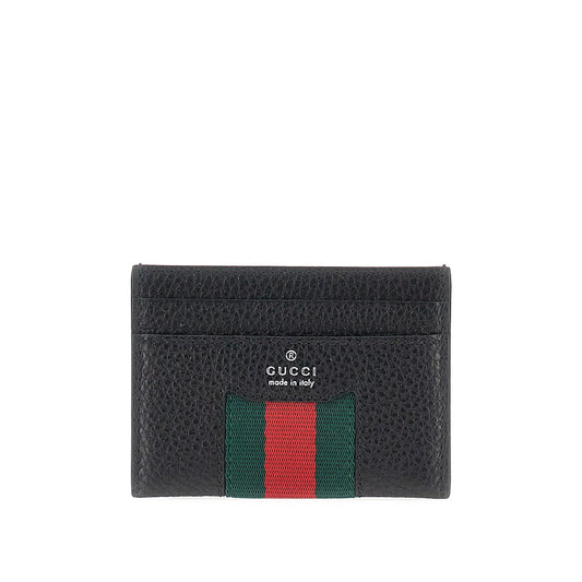Gucci Leather cardholder with Web intarsia