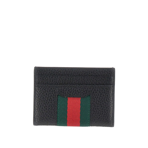 Gucci Leather cardholder with Web intarsia