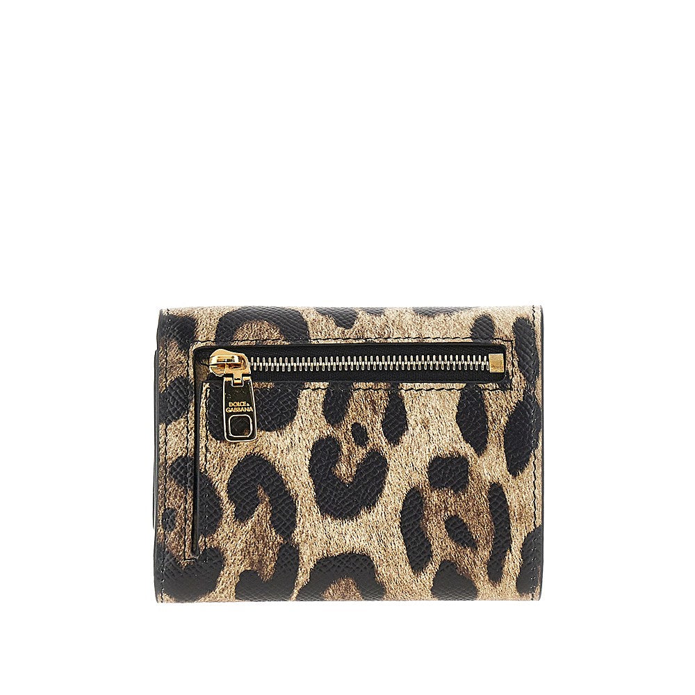 DOLCE&GABBANA Leopard-print leather french flap wallet