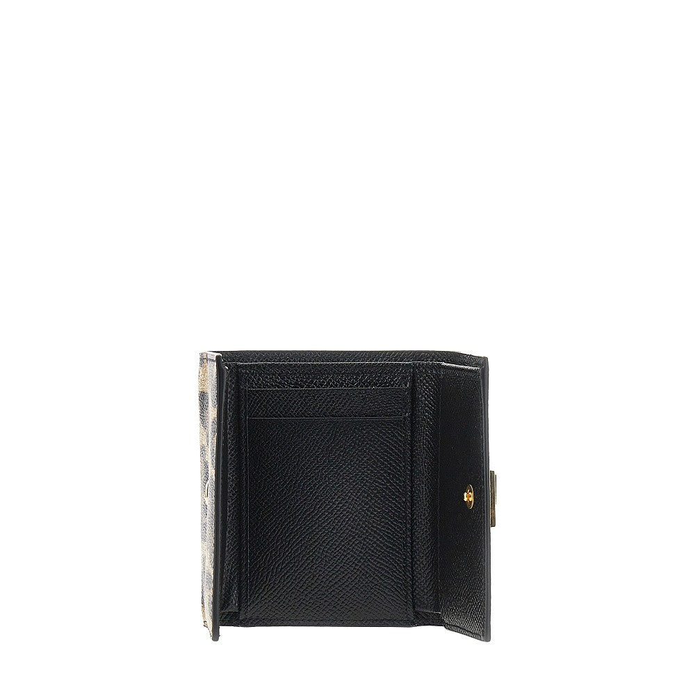 DOLCE&GABBANA Leopard-print leather french flap wallet