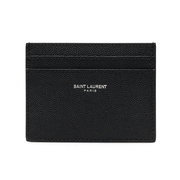 Saint Laurent Grain de Poudre leather cardholder