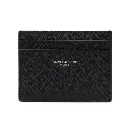 Saint Laurent Grain de Poudre leather cardholder