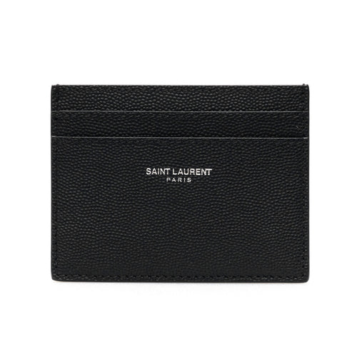 Saint Laurent Grain de Poudre leather cardholder