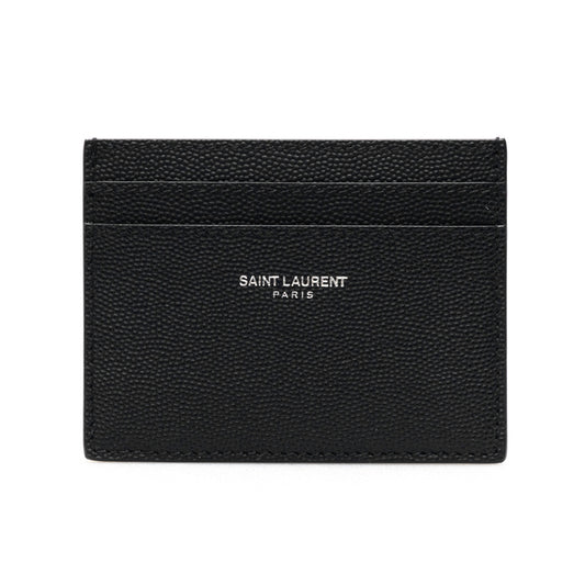 Saint Laurent Grain de Poudre leather cardholder