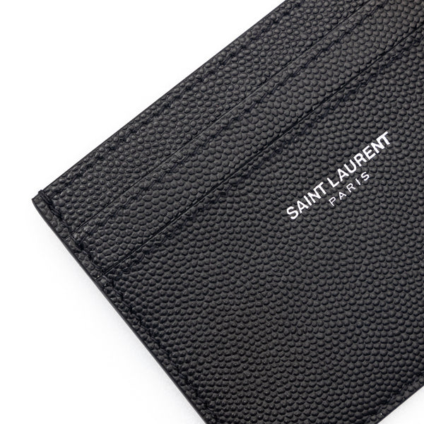Saint Laurent Grain de Poudre leather cardholder