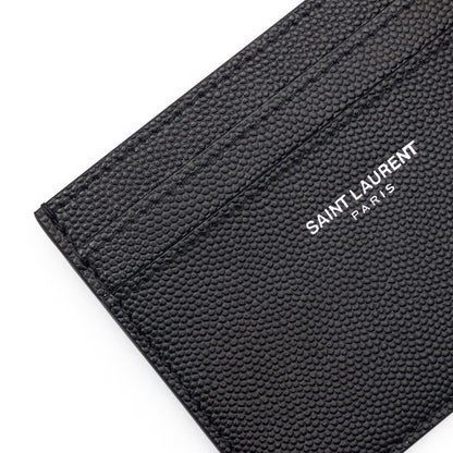 Saint Laurent Grain de Poudre leather cardholder