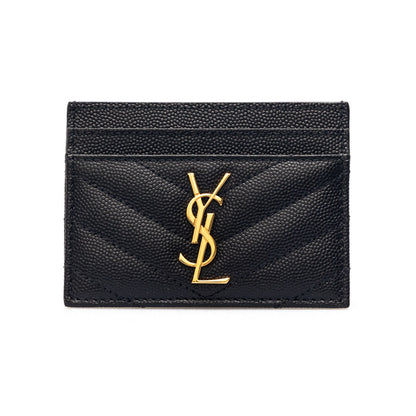 Saint Laurent Grain de Poudre leather cardholder