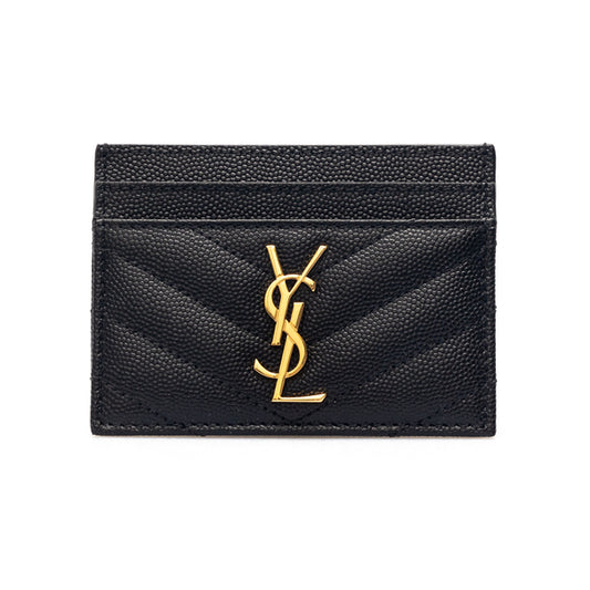 Saint Laurent Grain de Poudre leather cardholder