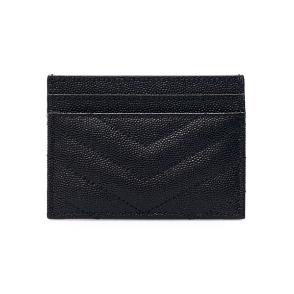 Saint Laurent Grain de Poudre leather cardholder