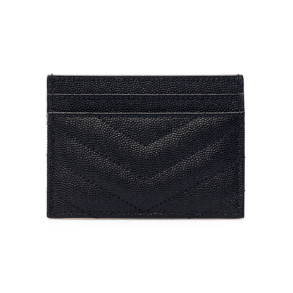 Saint Laurent Grain de Poudre leather cardholder