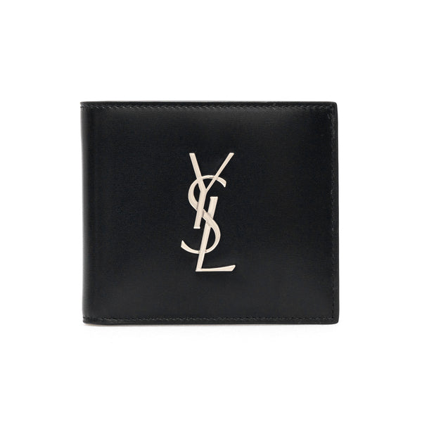 SAINT LAURENT Leather bi-fold wallet with monogram