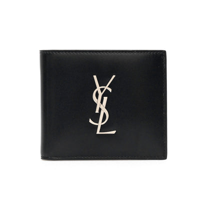 SAINT LAURENT Leather bi-fold wallet with monogram