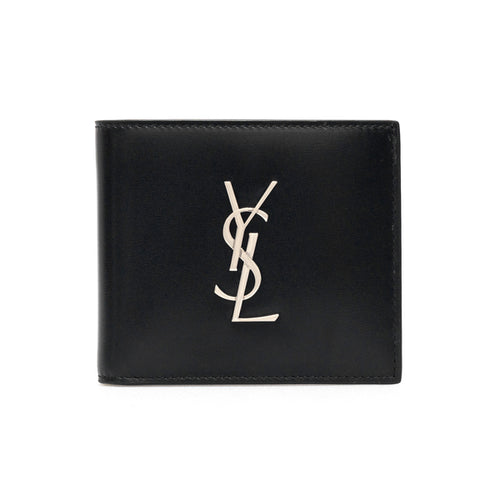 SAINT LAURENT Leather bi-fold wallet with monogram