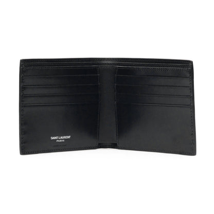 SAINT LAURENT Leather bi-fold wallet with monogram