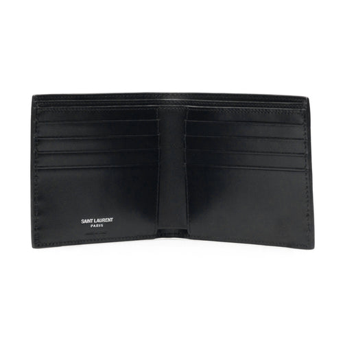 SAINT LAURENT Leather bi-fold wallet with monogram