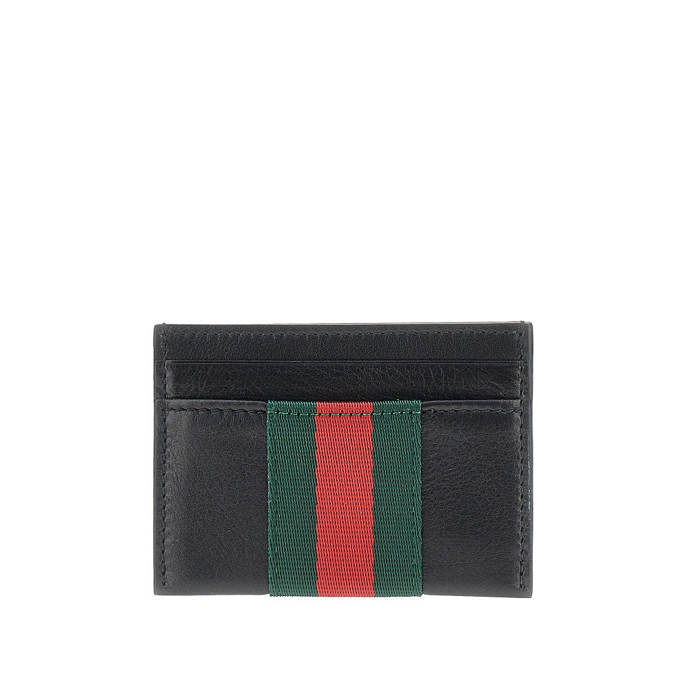 GUCCI Leather cardholder with Web detail