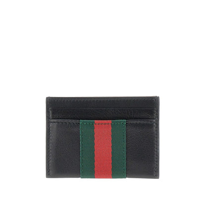 GUCCI Leather cardholder with Web detail