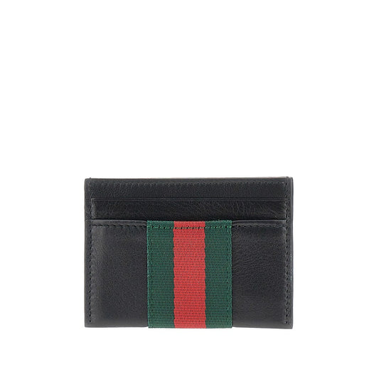 GUCCI Leather cardholder with Web detail