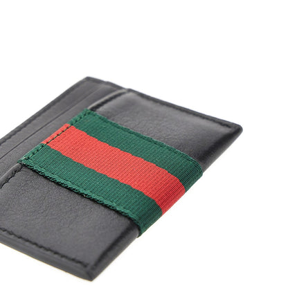 GUCCI Leather cardholder with Web detail