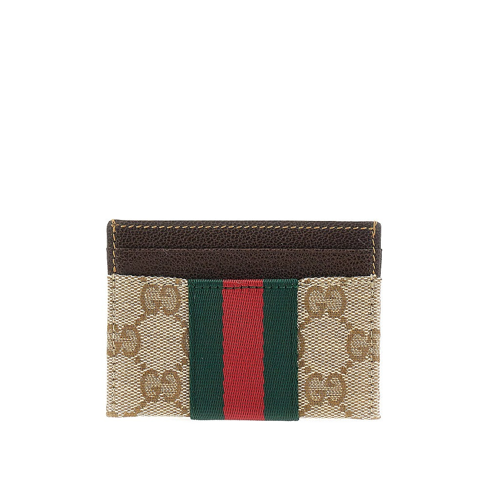 GUCCI GG fabric card holder with Web Ribbon
