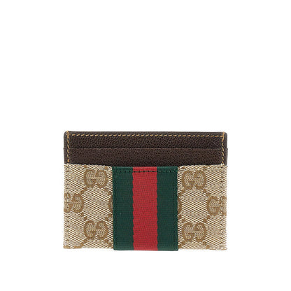 GUCCI GG fabric card holder with Web Ribbon