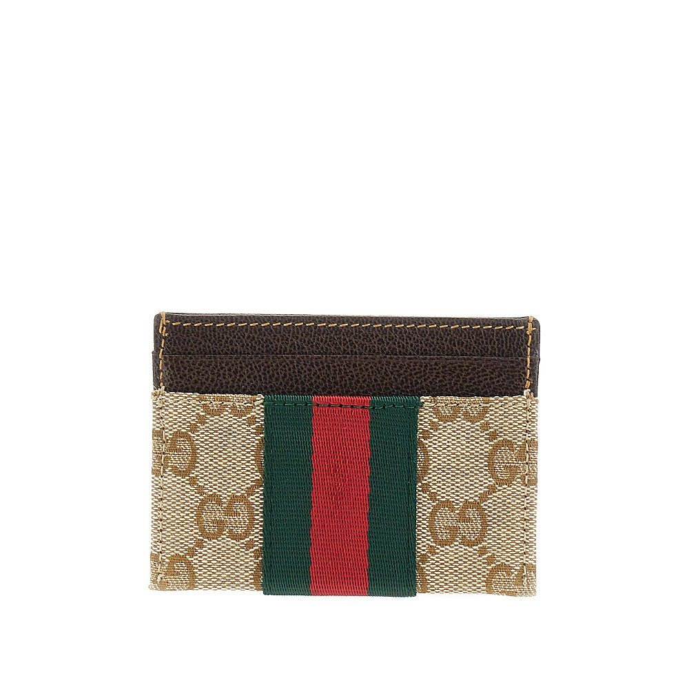 GUCCI GG fabric card holder with Web Ribbon