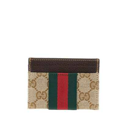 GUCCI GG fabric card holder with Web Ribbon