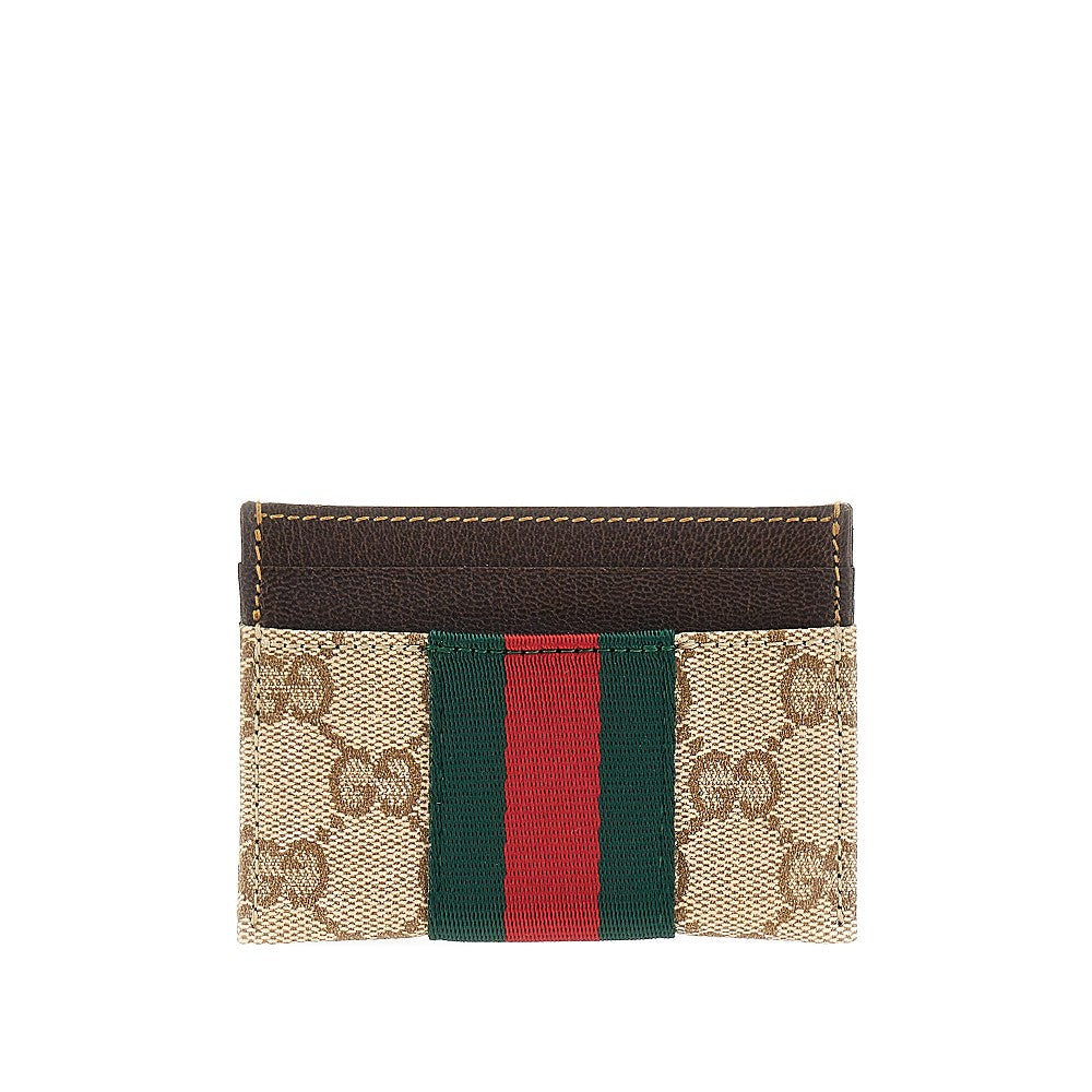 GUCCI GG fabric card holder with Web Ribbon