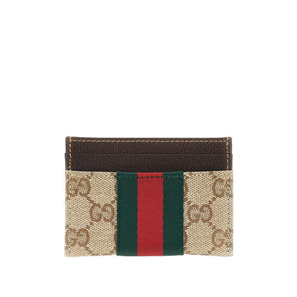 GUCCI GG fabric card holder with Web Ribbon