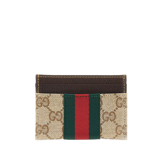 GUCCI GG fabric card holder with Web Ribbon