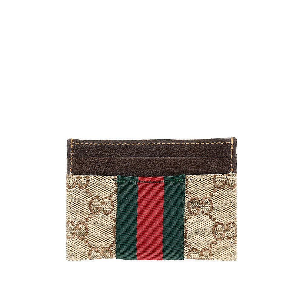 GUCCI GG fabric card holder with Web Ribbon