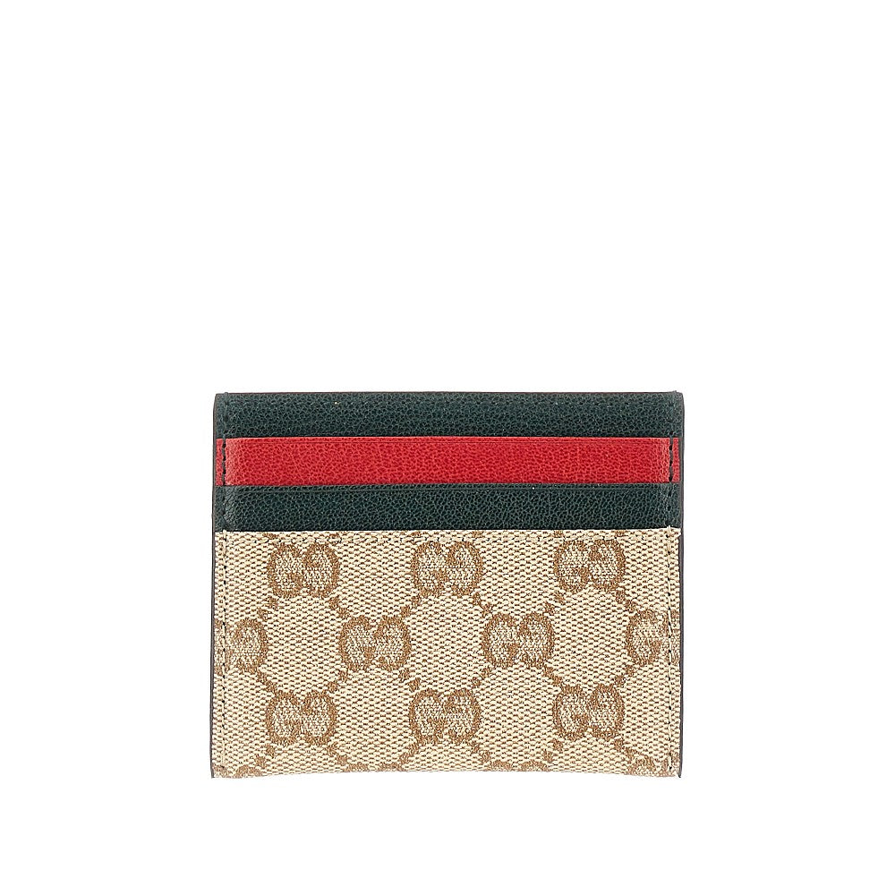 Gucci Web leather and GG fabric cardholder