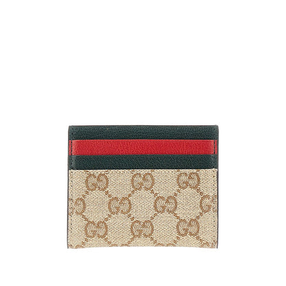 Gucci Web leather and GG fabric cardholder