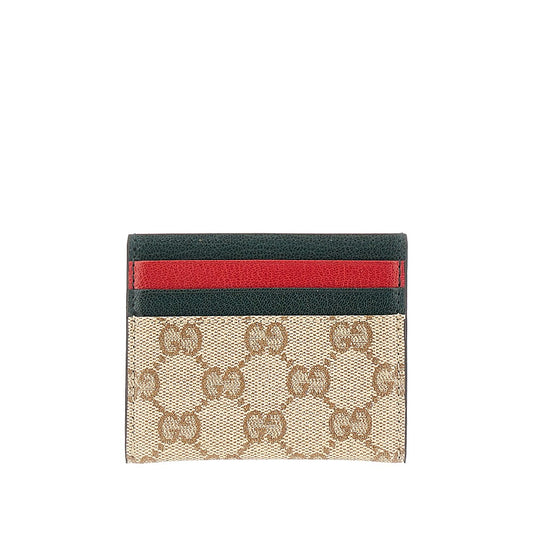 Gucci Web leather and GG fabric cardholder