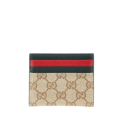 Gucci Web leather and GG fabric cardholder