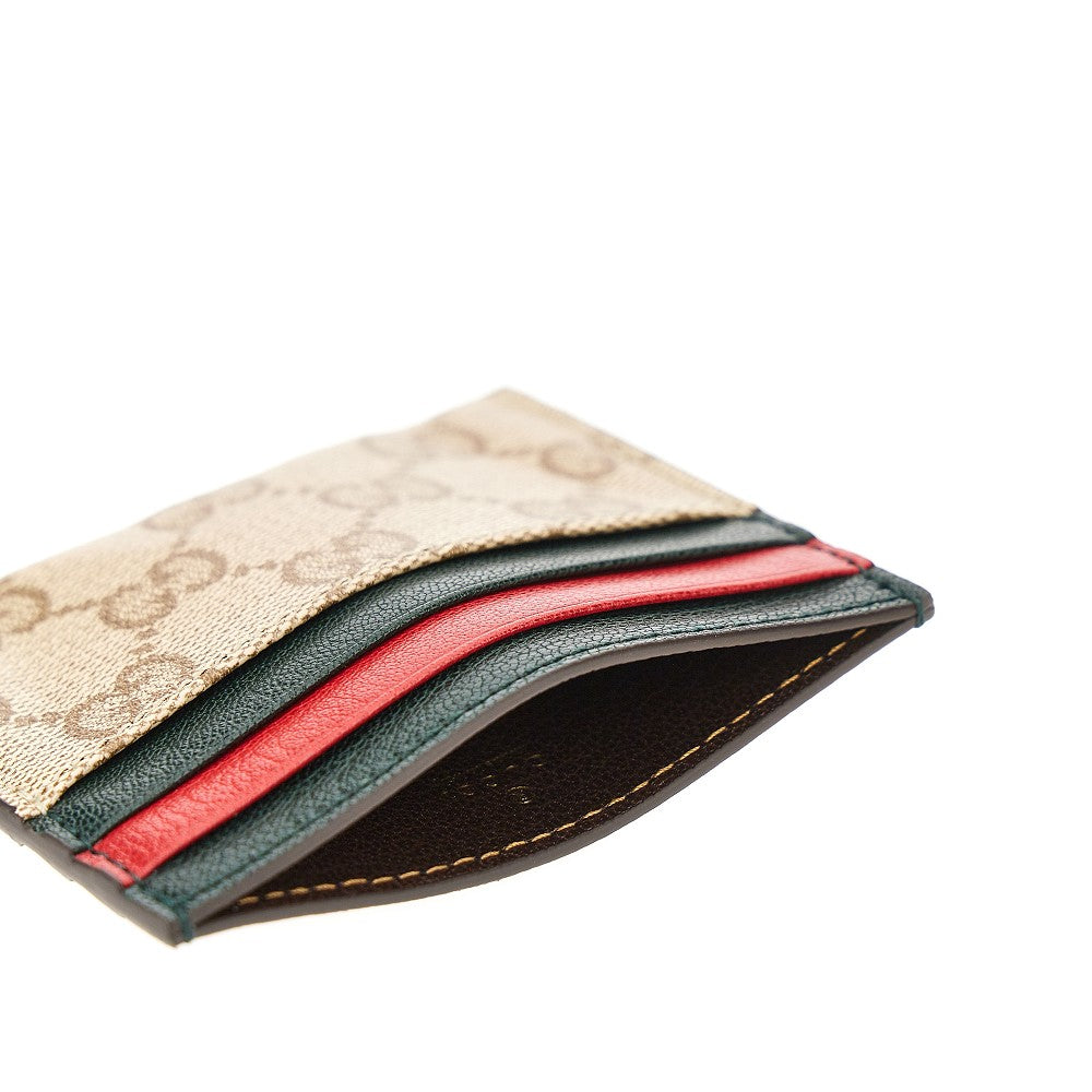 Gucci Web leather and GG fabric cardholder