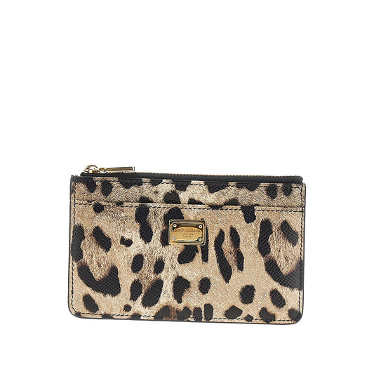 DOLCE&GABBANA Leopard-print leather cardholder pouch
