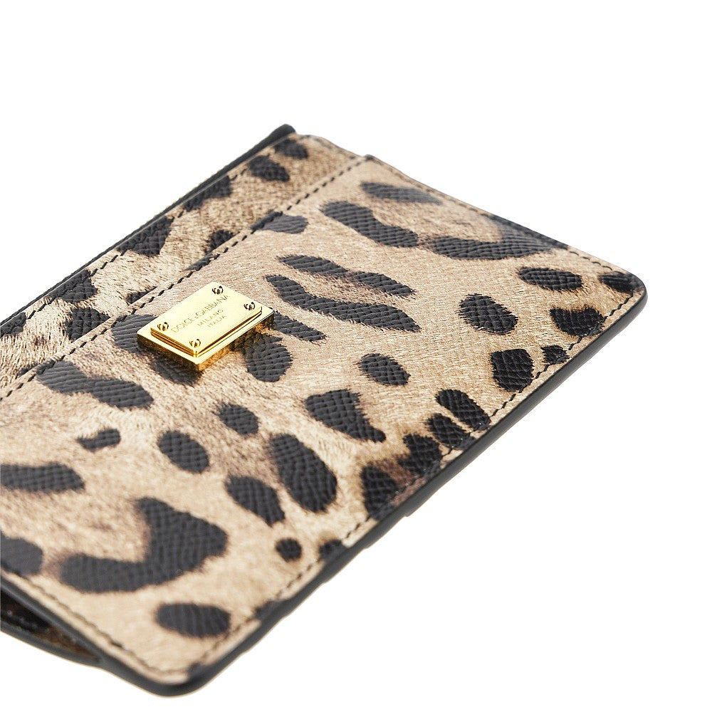 DOLCE&GABBANA Leopard-print leather cardholder pouch