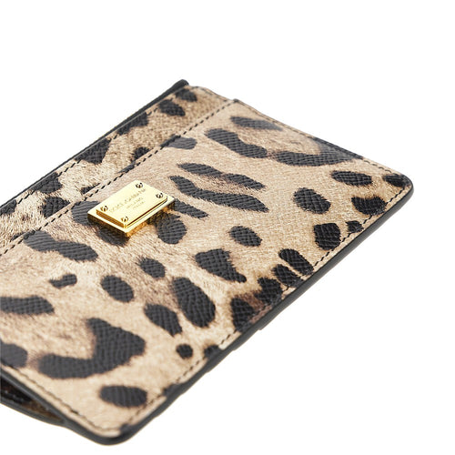 DOLCE&GABBANA Leopard-print leather cardholder pouch