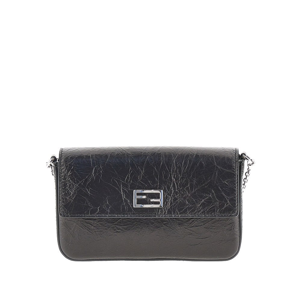 FENDI Craquelé leather 'Tube' clutch with chain