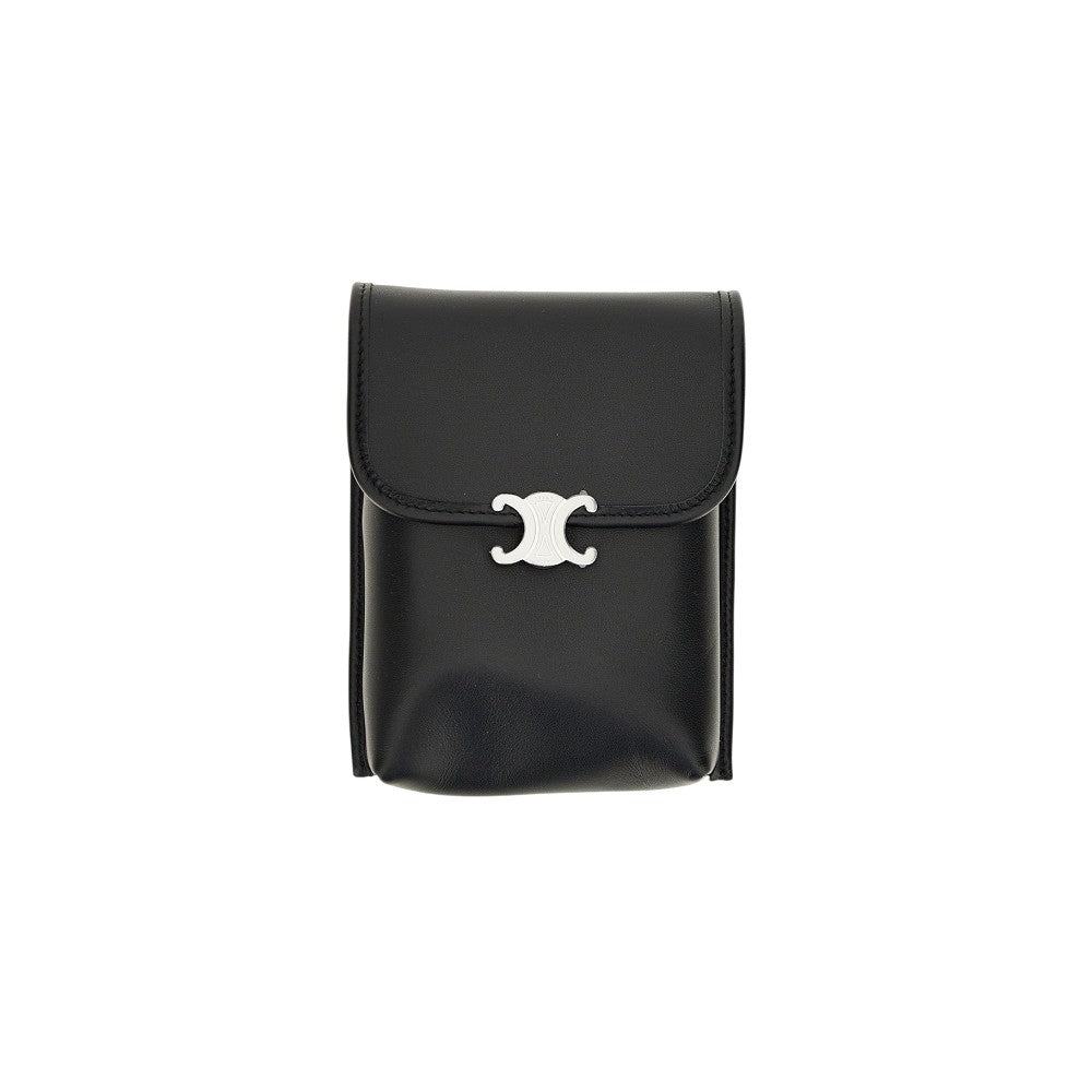 CELINE Leather Soft Triomphe Vertical pouch